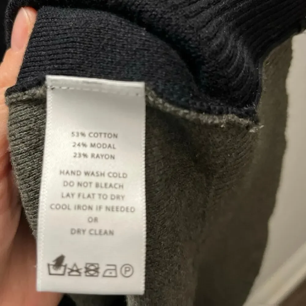 Lilla P Colorblock Knit Sweater Black Olive Gray Long Sleeve Sz S Cotton Modal - Picture 8 of 9